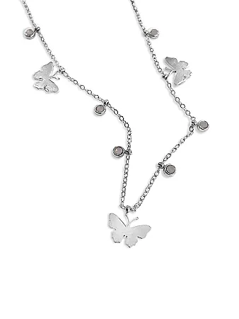 Κολιέ γυναικείο, από ανοξείδωτο ατσάλι, με πεταλο΄΄υδες & ροζ ζιργκόν, 42 εκατοστά μήκος+ 5 εκατοστά αλυσίδα επέκτασης, silverline, 0330343501